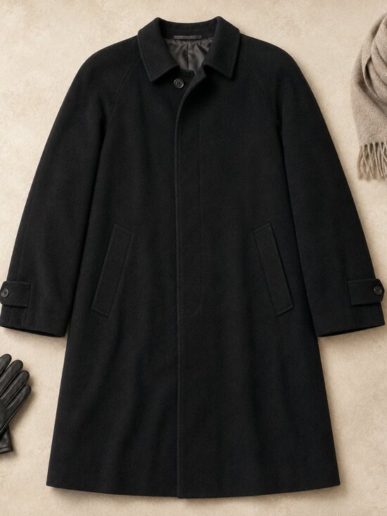 Movimento Other - Movimento Made in Italy 100% Cashmere Black Overcoat Size 52 / 42